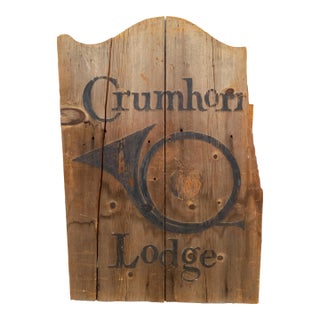 Late 19th Century Primitive Rustic Crumhorn Lodge Sign For Sale