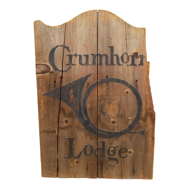 Late 19th Century Primitive Rustic Crumhorn Lodge Sign For Sale