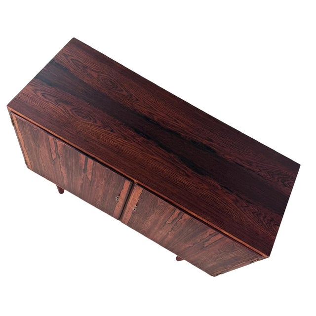 Brass Vintage Danish Rosewood Cabinet For Sale - Image 8 of 8