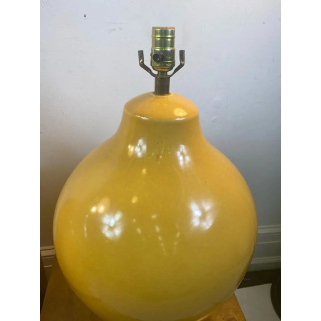 Ceramic 1970s Organic Modern Yellow Ceramic Lamps - a Pair For Sale - Image 7 of 7