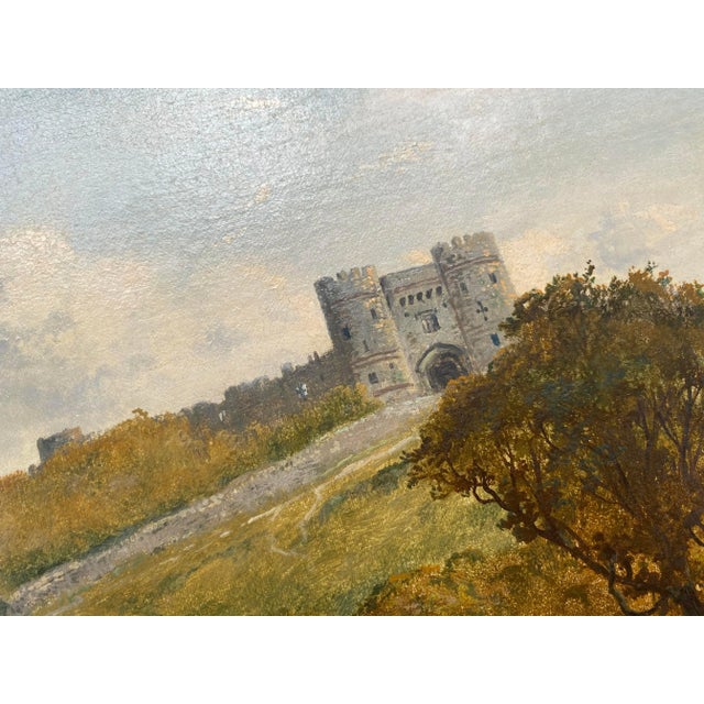 Textile Oil on Canvas Carisbrooke Castle, Isle of Wight by Edmund John Niemann For Sale - Image 7 of 13