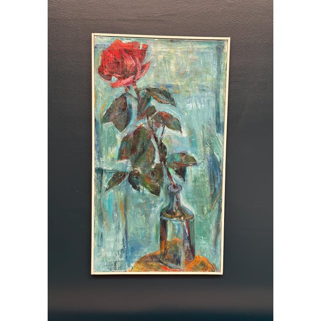 Ernst Baumann, Rose, 1960s, Oil on Canvas, Framed For Sale - Image 8 of 18
