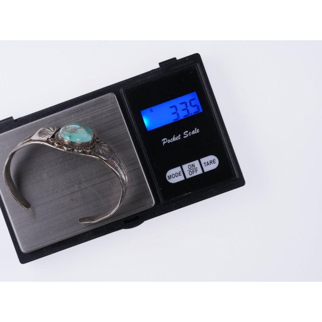 1940's Navajo Stamped silver and turquoise bracelet For Sale - Image 10 of 10