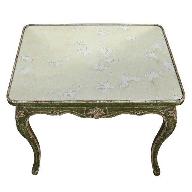 French Provincial French Provincial Antiqued Mirrored Side Table For Sale - Image 3 of 4