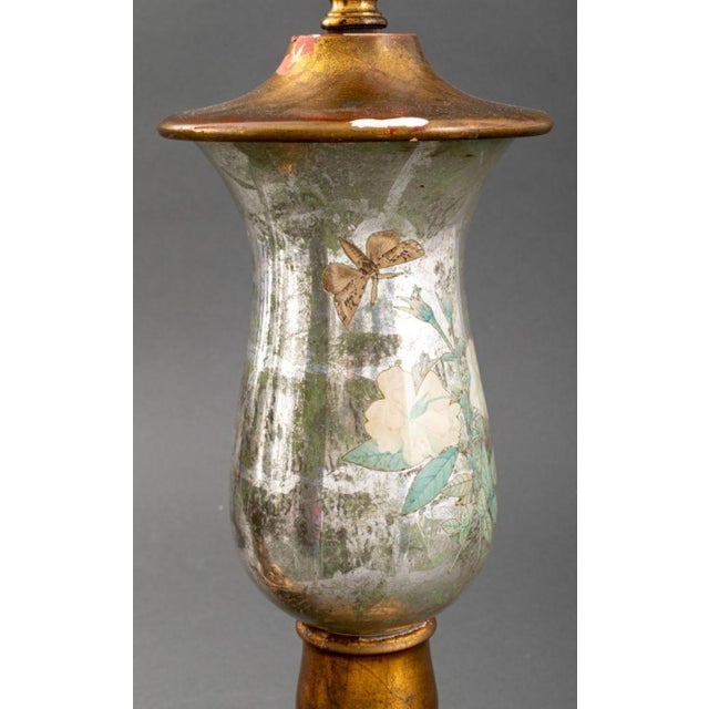 Glass Pair of Mercury Glass Lamps, 20th C For Sale - Image 7 of 9