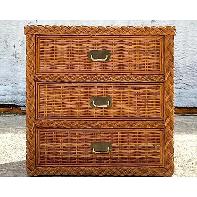 Vintage Coastal Braided Rattan Chest of Drawers For Sale - Image 10 of 12