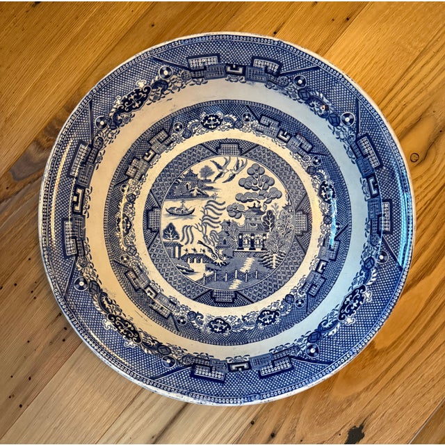 English Antique 19th Century Davenport Blue and White Serveware Bowl Ironstone Large Bowl George III For Sale - Image 3 of 9