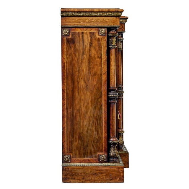 Mid 19th century inlaid walnut breakfront credenza sideboard circa 1850. We are pleased to offer this stunning profusely...