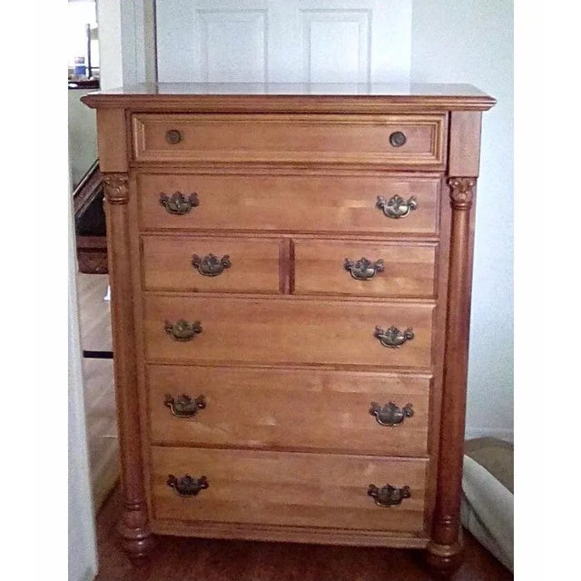 Gorgeous tall 55' chest of drawers purchased new over 25 years ago. Attention to detail with Corinthian columns topped...