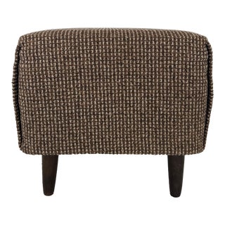 Mid Century Modern Woven Tweed Upholstered Foot Stool For Sale