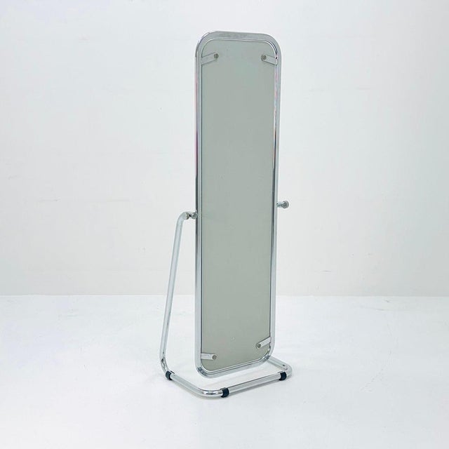 Mid-Century Chrome Floor Mirror, 1980s For Sale - Image 4 of 11