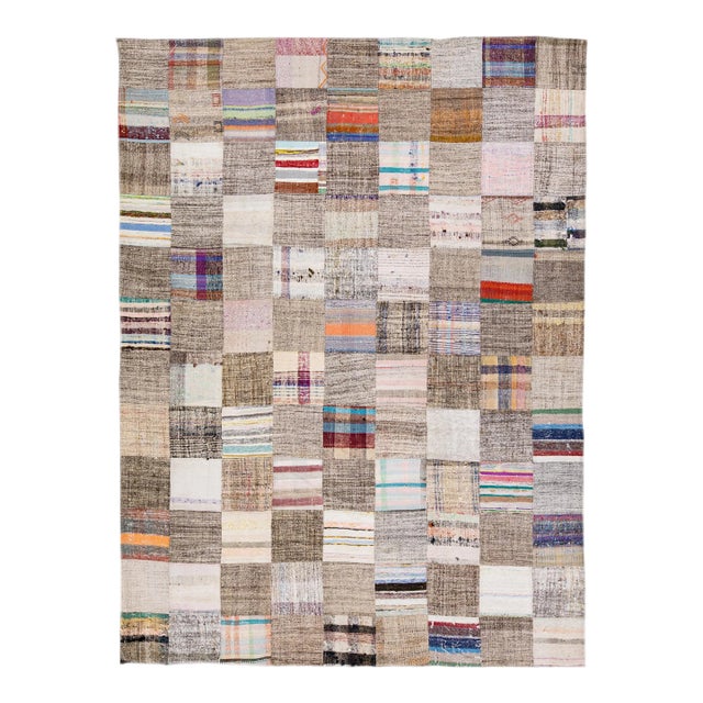 Vintage Multicolor Handmade Patchwork Turkish Wool Rug For Sale