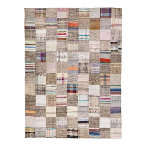 Vintage Multicolor Handmade Patchwork Turkish Wool Rug