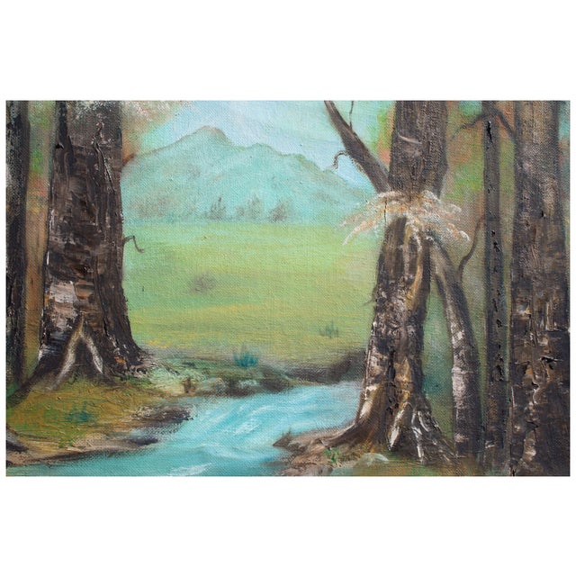 Mid Century Sycamore Trees Near Stream Landscape by Alice Egge For Sale - Image 4 of 4