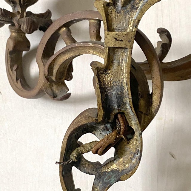 Louis XV Style Bronze Wall Sconces, Set of 2 For Sale - Image 5 of 13