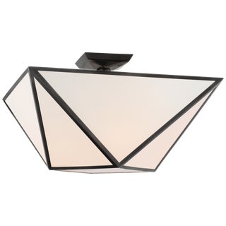 2022 Visual Comfort Lorino Large Semi-Flush Mount Bronze and Glass Fixture by Julie Neill For Sale