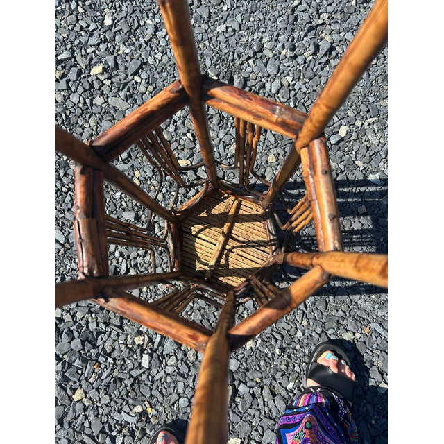 Vintage Bamboo and Rattan 6 Sided End Table or Stand For Sale - Image 12 of 12