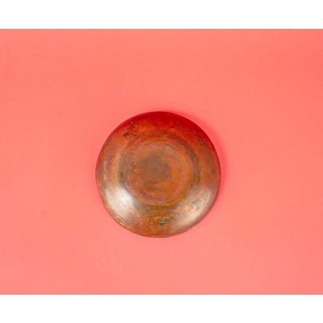 Metal Handcrafted Bowl in Blue Enamel and Copper, 1960s For Sale - Image 7 of 10