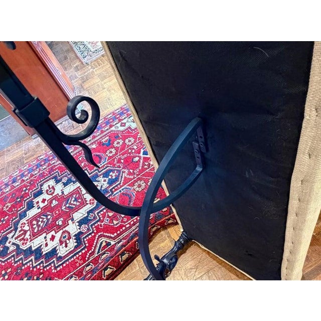 1920s Early 20Thc Blue Painted Base & Linen Covered Seat For Sale - Image 5 of 11
