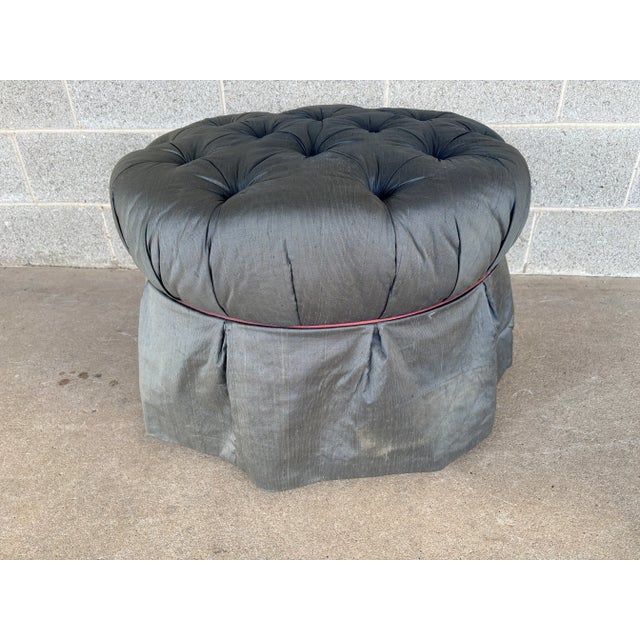 French Baker Furniture Tufted Pillow Top Foot Stool For Sale - Image 3 of 10