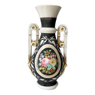 Antique Circa 1840s French Old Paris Porcelain Handled Vase For Sale