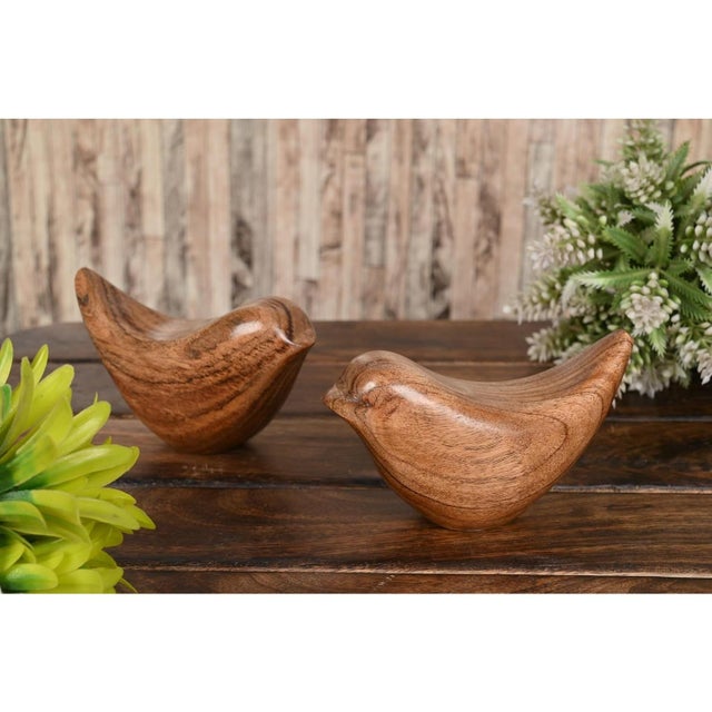 Early 21st Century Acacia Bird Statues Modern Home Decor Set For Sale - Image 5 of 6