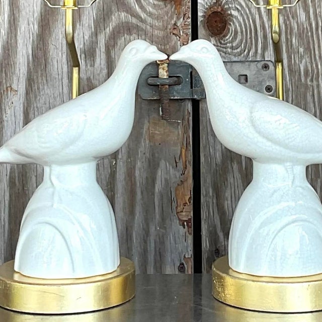 Vintage Late 20th Century Boho Love Bird Lamps - a Pair For Sale - Image 9 of 14