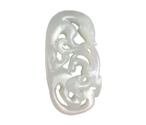 18th Century Chinese Mutton-Fat White Jade Chilong Dragon Pendant