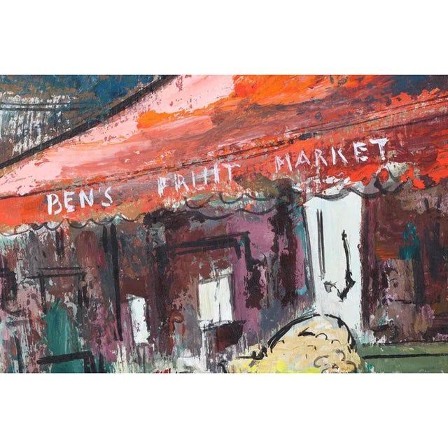 George Schwacha Jr, Modernist Oil Painting George Schwacha Brooklyn Street Scene Fruit Market WPA, c.1940's For Sale - Image 13 of 16