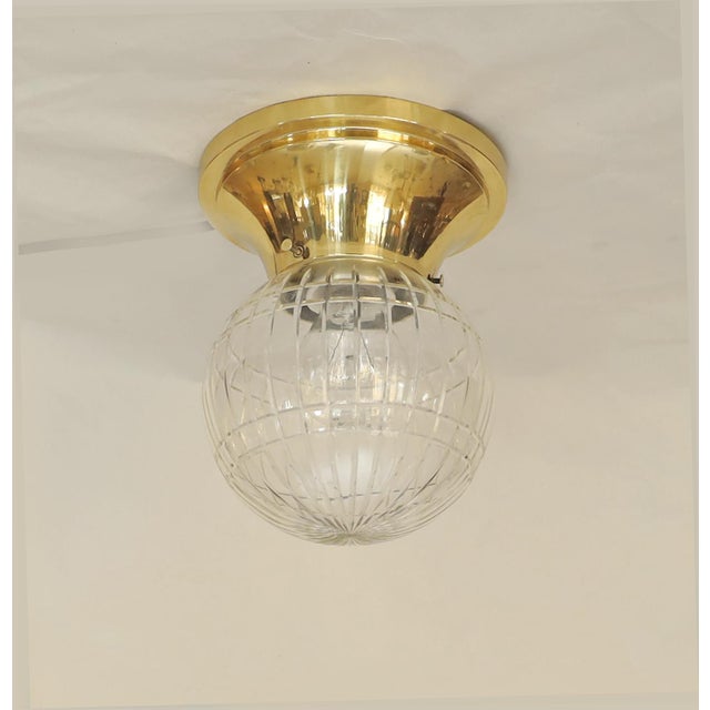 Art Nouveau Ceiling Lamps in Brass and Glass, 1890s, Set of 2 For Sale - Image 3 of 10