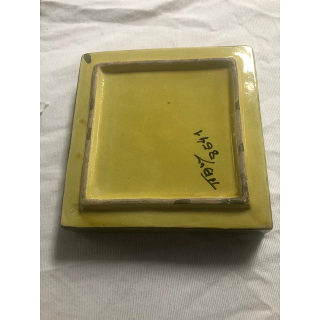 Bitossi Aldo Londi for Bitossi Italian Signed MCM Ashtray in Green Orange Cream and Teal Beautiful! For Sale - Image 4 of 6
