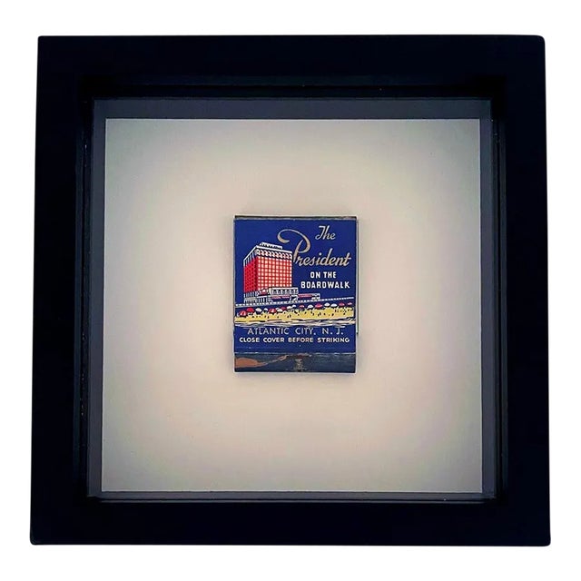 Vintage Framed Matchbook From the President Hotel in Atlantic City n.j. For Sale