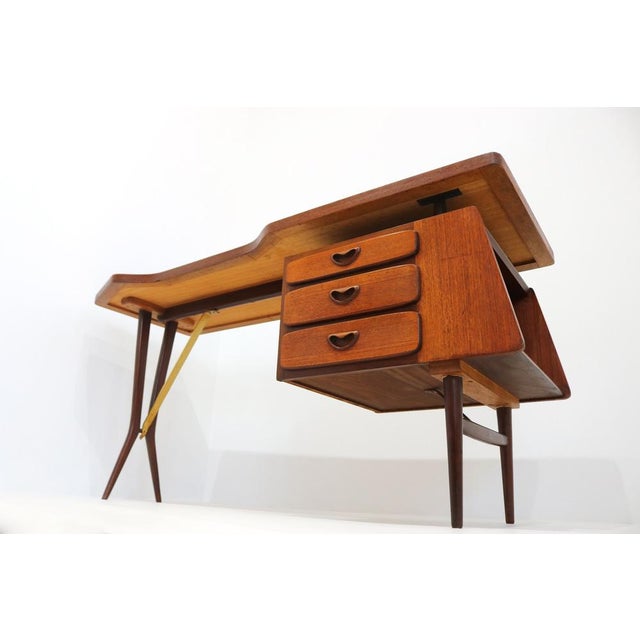 Mid-Century Modern Teak Desk by Louis Van Teeffelen for Webe, 1950 For Sale - Image 15 of 18