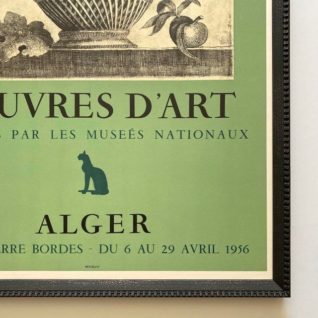 Demetrios Galanis Vintage 1956 Neoclassical Mourlot Lithograph Print Framed Art Deco Algiers Exhibition Poster " Basket of Fruit " 1924 For Sale - Image 18 of 18