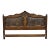 Vintage French Country Provincial Oak Wood Upholstered Panel King Bed Headboard For Sale