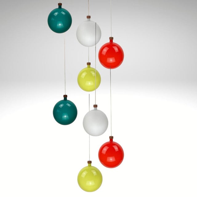 Cascade Glass & Teak Lamps from Luxus, Set of 8 For Sale - Image 16 of 18