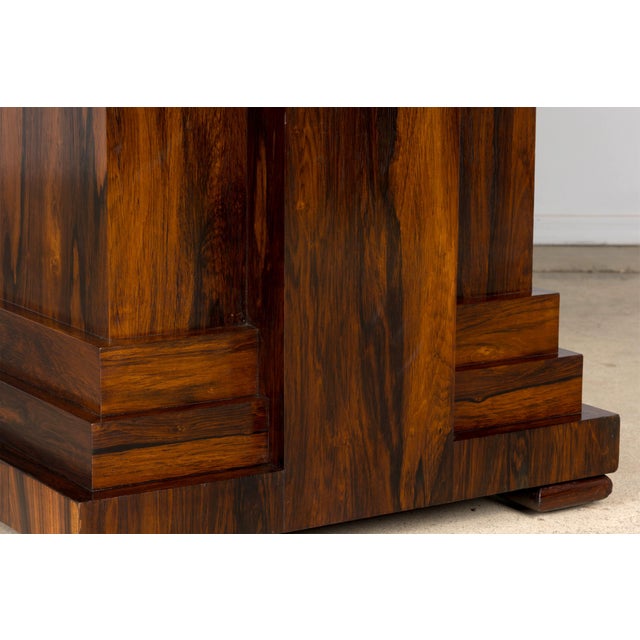 1930s French Art Deco Square Rosewood Dining Table With Architectural Pedestal Base For Sale - Image 9 of 18