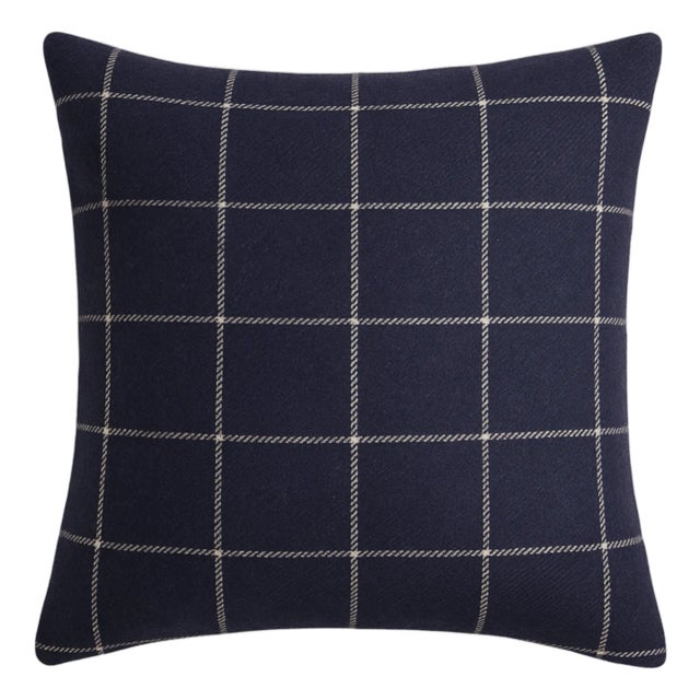 Bancroft Navy Wool Pillow Cover, 22x22 Pillow For Sale