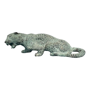 Mid 20th Century Bronze Leopard With Spots and Patina