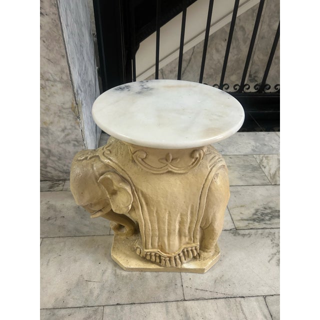 Ceramic Hollywood Regency Elephant Pedestal For Sale - Image 7 of 12