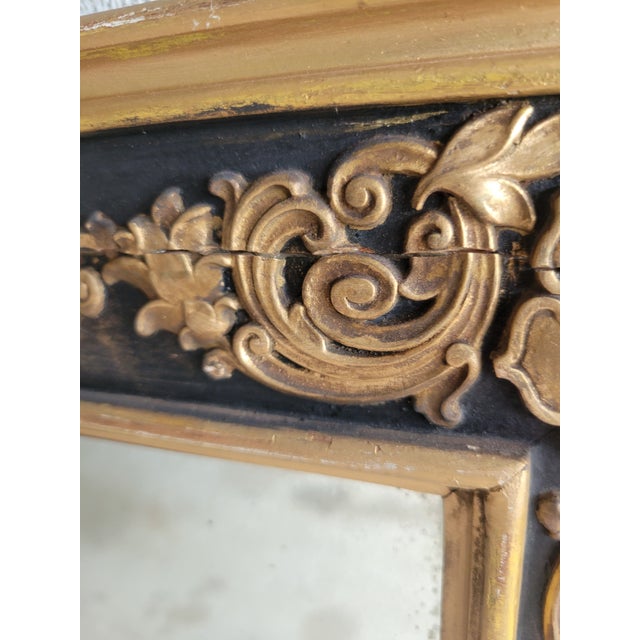 Monumental Antique French Mahogany Black Gilt Gold Pagoda Early 20th Century Mantel Wall Mirror For Sale - Image 13 of 17