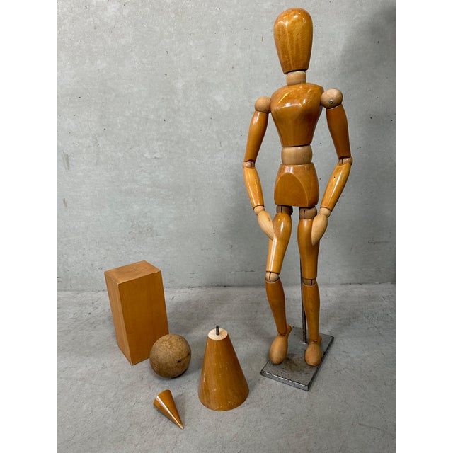 Vintage wooden drawing model set. XL anatomical drawing model of a woman. Height: 68 cm. Width: 18 cm. Depth: 18 cm....