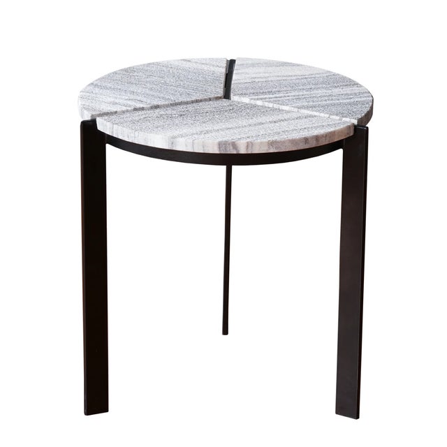Matthew Izzo Home Trifecta Iron and Marble Top Accent Table For Sale - Image 4 of 4