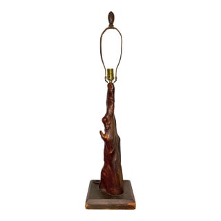 Vintage Cypress Knee Folk Art From the Mid-20th Century Lamp on Wooden Base For Sale