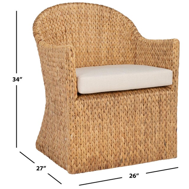 Contemporary Solomon Water Hyacinth Chair - Natural / Beige For Sale - Image 3 of 8