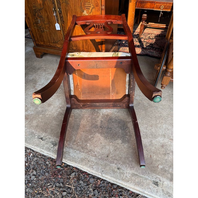 Traditional 1940s Pair of Mahogany Regency Lyre Back Chairs For Sale - Image 3 of 7