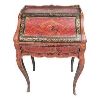 Antique French Red Leather Clad Desk For Sale