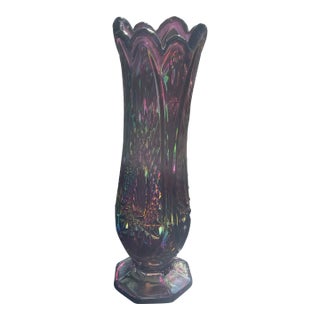 Mid 20th Century Carnival Glass Swung Vase For Sale