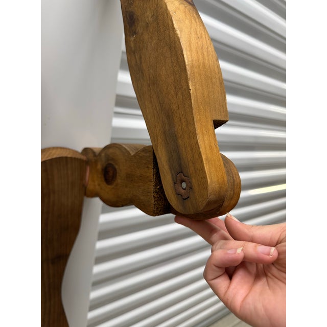 Wood Mid 20th Century Life Size Articulating Wood Man; Folk Art Wood Sculpture For Sale - Image 7 of 12
