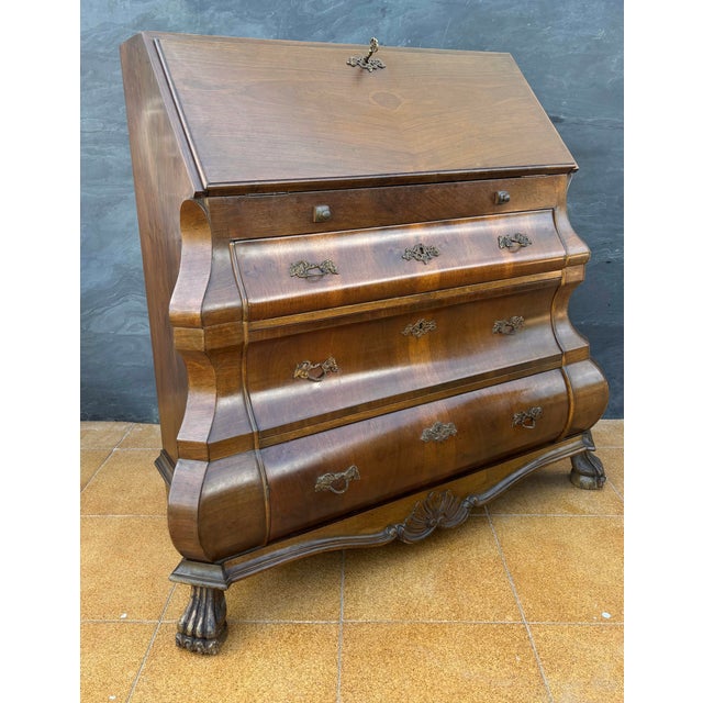 1940s Baroque Style Bombe Secretaire, 1940 For Sale - Image 5 of 16